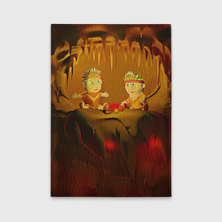 Обложка для автодокументов Два индейца у костра в пещере