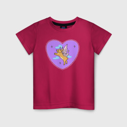 Детская футболка хлопок Фиолетовое сердце и кролик с крыльями