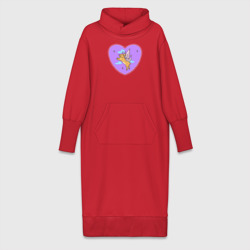 Платье удлиненное хлопок Фиолетовое сердце и кролик с крыльями