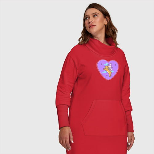 Платье удлиненное хлопок Фиолетовое сердце и кролик с крыльями - фото 7