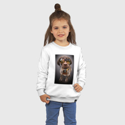 Свитшот с принтом Собака фотограф для ребенка, вид на модели спереди №2. Цвет основы: белый
