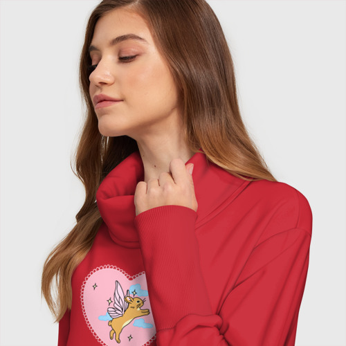 Платье удлиненное хлопок Розовое сердце и кролик с крыльями - фото 6