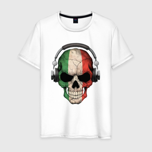 Мужская футболка из хлопка с принтом Italy skull music, вид спереди №1