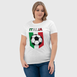 Футболка с принтом Футбол Италии для женщины, вид на модели спереди №4. Цвет основы: белый