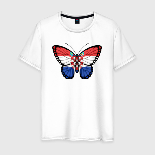 Мужская футболка хлопок Хорватия бабочка, цвет белый
