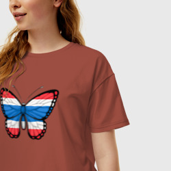 Женская футболка хлопок Oversize Бабочка Таиланд - фото 2
