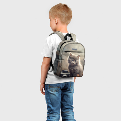 Детский рюкзак 3D Серый котенок, винтажное фото - фото 3