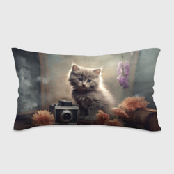 Подушка 3D антистресс Серый котенок, винтажное фото