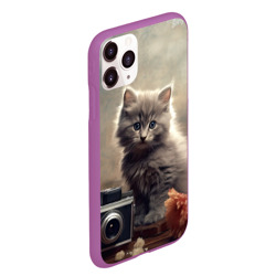 Чехол для iPhone 11 Pro Max матовый Серый котенок, винтажное фото - фото 2