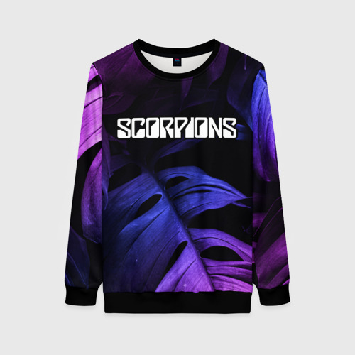 Женский свитшот 3D Scorpions neon monstera, цвет 3D печать