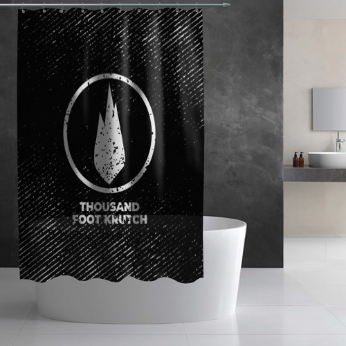 Штора 3D для ванной Thousand Foot Krutch с потертостями на темном фоне - фото 3