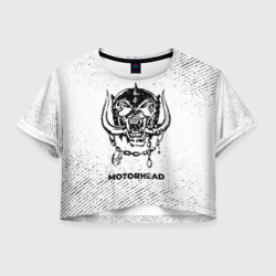 Женская футболка Crop-top 3D Motorhead с потертостями на светлом фоне