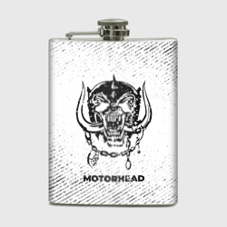 Фляга Motorhead с потертостями на светлом фоне