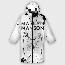 Мужской дождевик 3D Marilyn Manson рок кот на светлом фоне