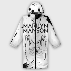 Женский дождевик 3D Marilyn Manson рок кот на светлом фоне