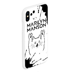 Чехол для iPhone XS Max матовый Marilyn Manson рок кот на светлом фоне - фото 2