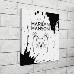 Холст квадратный Marilyn Manson рок кот на светлом фоне - фото 2