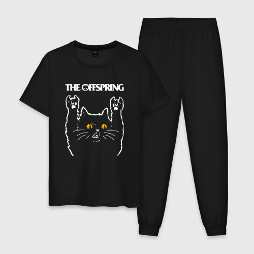 Мужская пижама хлопок The Offspring rock cat, цвет черный