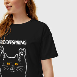 Женская футболка хлопок Oversize The Offspring rock cat - фото 2