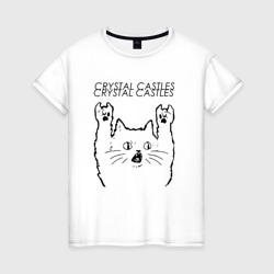 Женская футболка хлопок Crystal Castles - rock cat