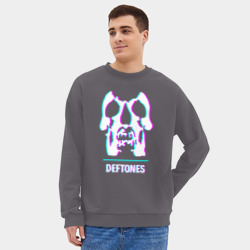 Мужской свитшот oversize без начеса хлопок Deftones glitch rock - фото 2