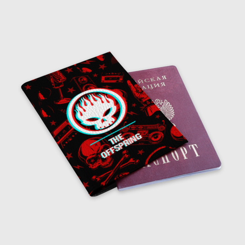 Обложка для паспорта матовая кожа The Offspring rock glitch - фото 3
