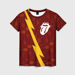 Женская футболка 3D Rolling Stones гитары и молния