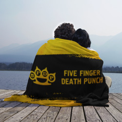 Плед 3D Five Finger Death Punch - gold gradient: надпись и символ - фото 2