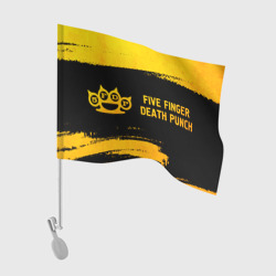 Флаг для автомобиля Five Finger Death Punch - gold gradient: надпись и символ