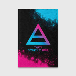 Обложка для паспорта матовая кожа Thirty Seconds to Mars - neon gradient