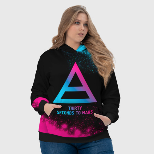 Женская толстовка 3D Thirty Seconds to Mars - neon gradient, цвет 3D печать - фото 6