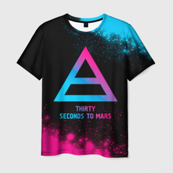 Мужская футболка 3D Thirty Seconds to Mars - neon gradient