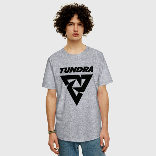 Мужская футболка хлопок Oversize с принтом Tundra esports logo, фото на моделе #1