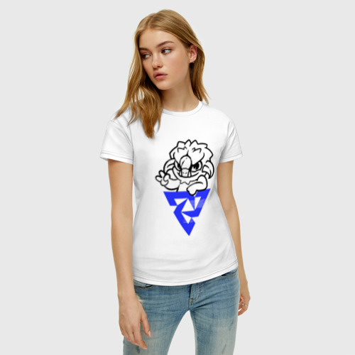 Женская футболка хлопок с принтом Тундра Испортс Динозавр, фото на моделе #1