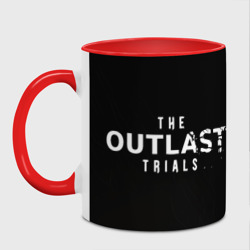 Кружка с принтом The Outlast Trials Лиланд для любого человека, вид спереди №2. Цвет основы: белый + красный