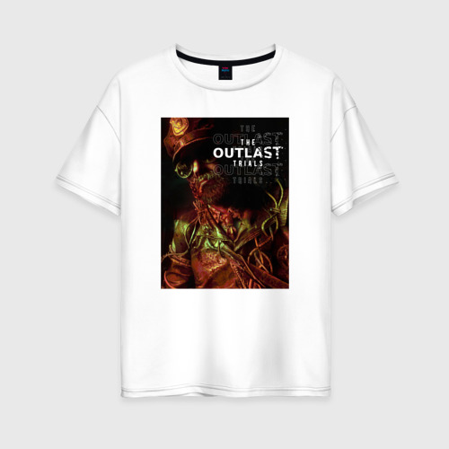 Женская футболка оверсайз из хлопка с принтом The Outlast Trials Лиланд Койл, вид спереди №1