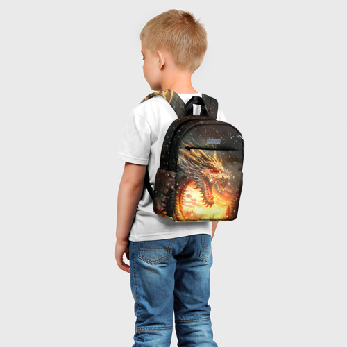 Детский рюкзак 3D с принтом Свирепые драконы восстают, фото на моделе #1
