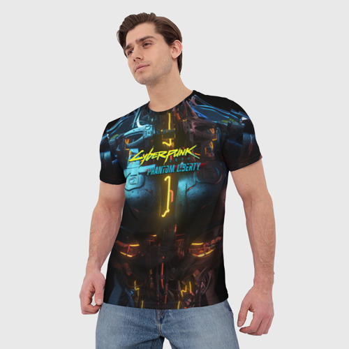 Мужская футболка 3D Киберпанк 2077 призрачная свобода неоновый торс, цвет 3D печать - фото 3
