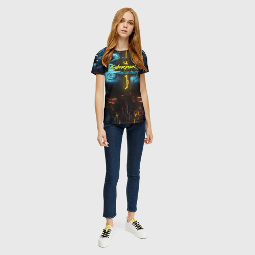 Женская футболка 3D с принтом Киберпанк 2077 призрачная свобода неоновый торс, вид сбоку #3