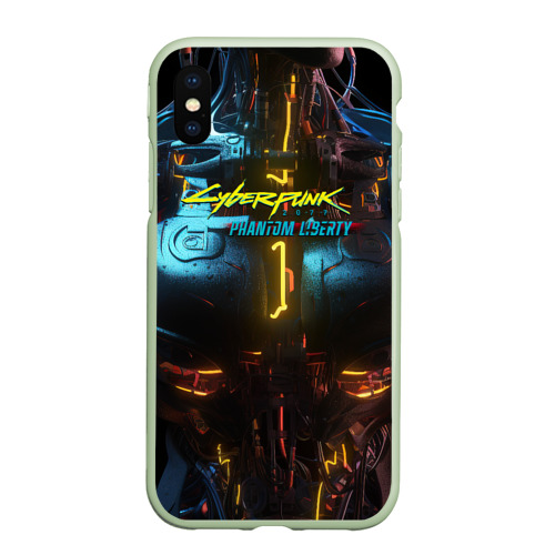 Чехол для iPhone XS Max матовый Киберпанк 2077 призрачная свобода неоновый торс, цвет салатовый
