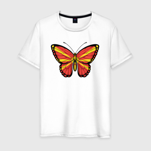 Мужская футболка из хлопка с принтом Бабочка Северная Македония, вид спереди №1