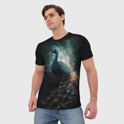 Мужская футболка 3D Павлин: арт нейросети - фото 2