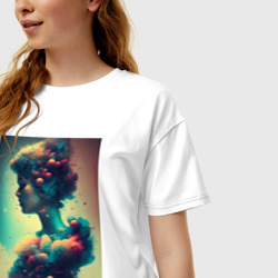 Женская футболка хлопок Oversize Девушка - красивая фантазия - нейросеть - фото 2