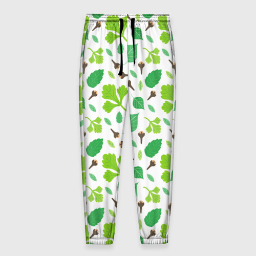 Мужские брюки 3D с принтом Green plants, вид спереди #2