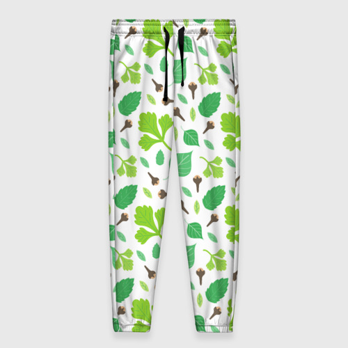 Женские брюки 3D с принтом Green plants, вид спереди #2