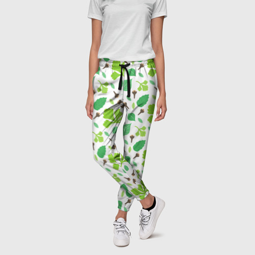 Женские брюки 3D с принтом Green plants, фото на моделе #1