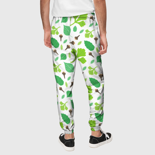 Мужские брюки 3D с принтом Green plants, вид сзади #2