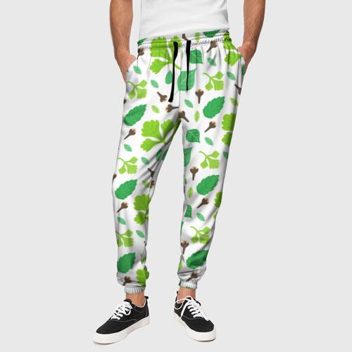 Мужские брюки 3D с принтом Green plants, вид сбоку #3