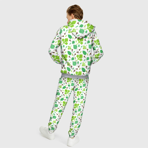 Мужской 3D костюм с принтом Green plants, вид сзади #2