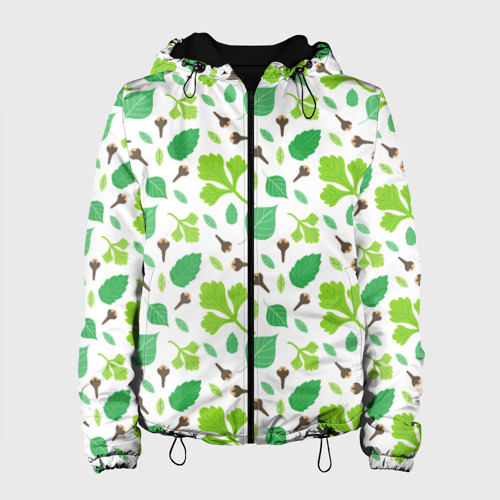 Женская куртка 3D с принтом Green plants, вид спереди #2